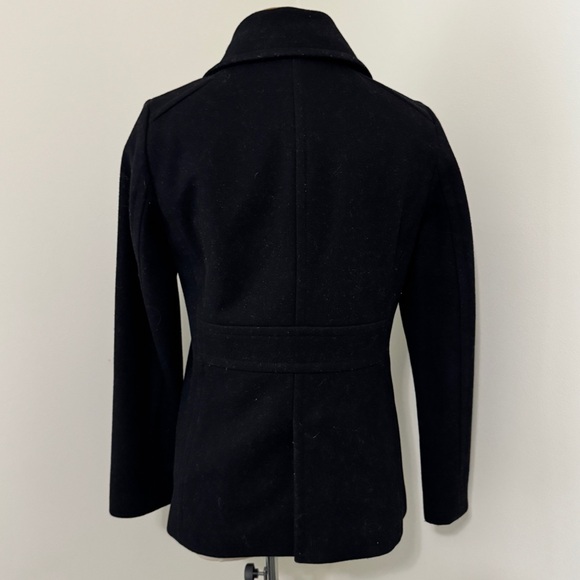 J Crew Small Black Melvin Wool Blend Pea Coat Peacoat Classic Preppy Vintage Y2K - Picture 2 of 7